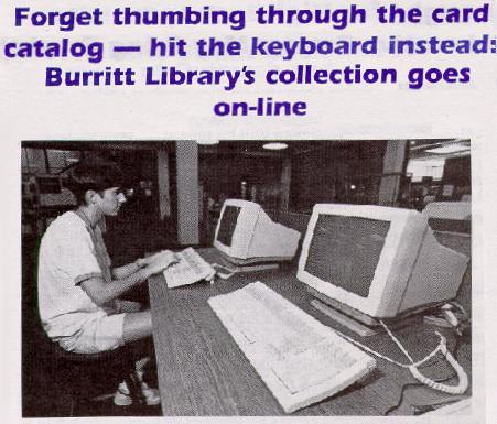 Photograph of student at computer of the new
CONSULS system, 1993
