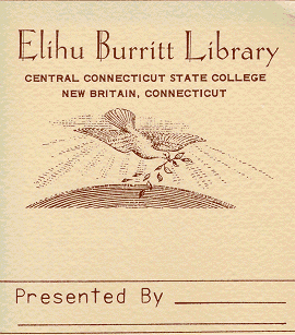 Library Bookplate illustrated with engraving of
Burritt's Dove of Peace