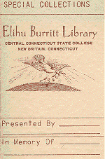 Library Bookplate for Special Collections, illustrated
with Burritt's Dove of Peace