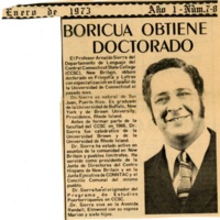 &quot;Boricua Gets Doctorate&quot; News Article
